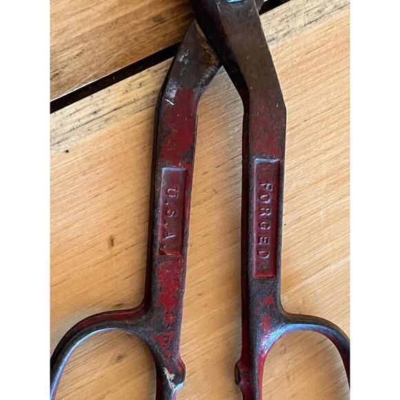 Vintage Drop Forged Tin Snips Scissors Metal Shears 10 in, Made in USA - Picture 2 of 5